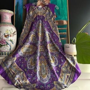 India Boutique Purple and Yellow Paisley Dress One Size Free Size